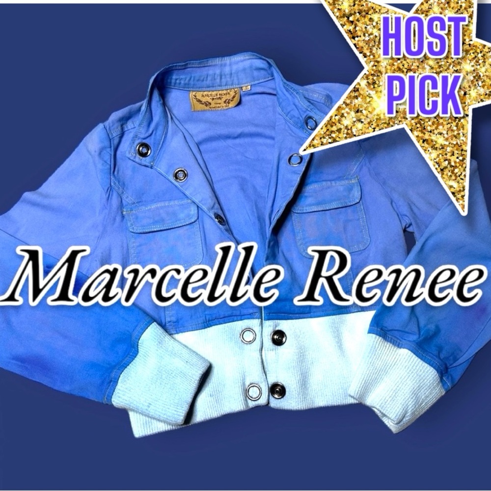 🎉HP🎉 Upcycled Marcelle Renee Bomber Jacket in Periwinkle Blue. Size Medium